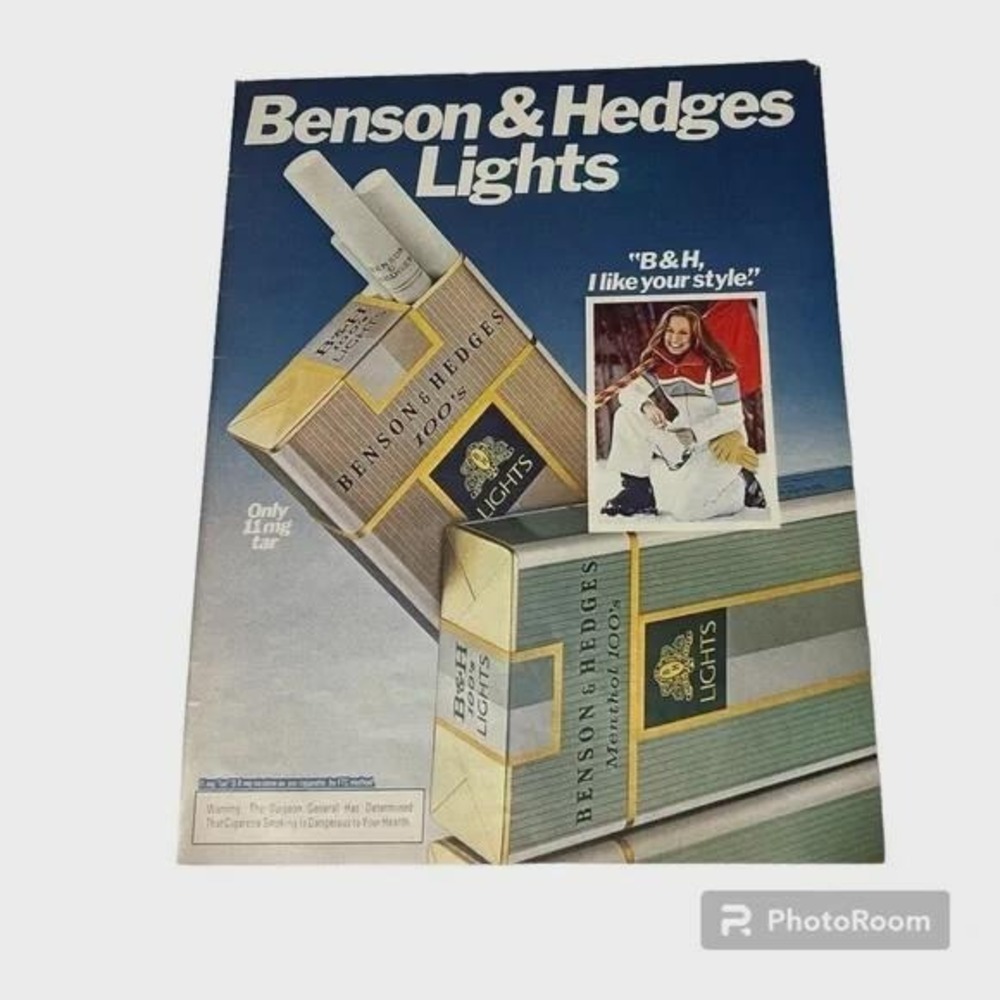 1980‎ Benson & Hedges Lights Cigarettes Original Vintage Print Ad